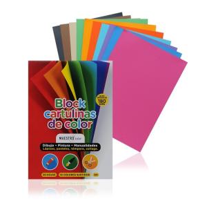 BLOC CARTULINA COLOR FORMATO A4 MAESTRO A4 x 20 hojas
