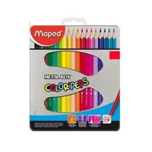 LÁPICES 24 COLORES MAPED PEPS CAJA METAL