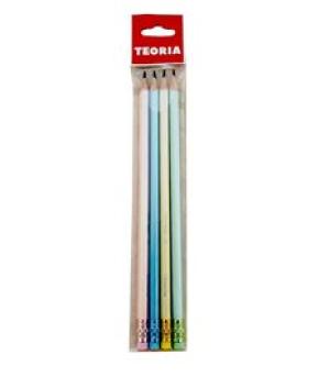 LÁPIZ DE ESCRIBIR CON GOMA TEORIA X 4 un.