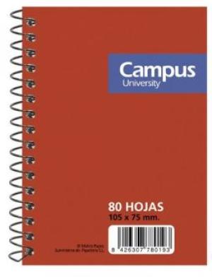 LIBRETA CUADRICULADA CON ESPIRAL 7.5 x 10.5 cm 80 H CAMPUS