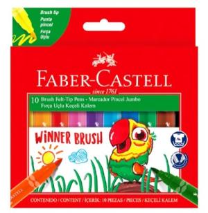 MARCADORES TIPO PINCEL FABER x 10 u
