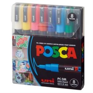MARCADORES UNI POSCA 1.3 mm x 8 colores