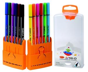 MARCADOR FINO OMEGA TRIO  x 12 colores