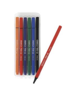 MARCADOR OMEGA TRIO EXTRAFINO estuche x  6 colores