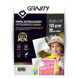 PAPEL FOTOGRÁFICO GRAVITY A4 135 grs AUTOADHESIVO x 20 h