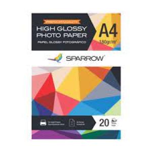 PAPEL FOTOGRÁFICO SPARROW A4 180 grs SIMPLE FAZ x 20 h