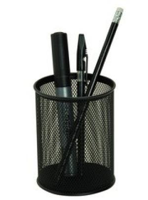 PORTALAPICES REDONDO METAL CALADO NEGRO