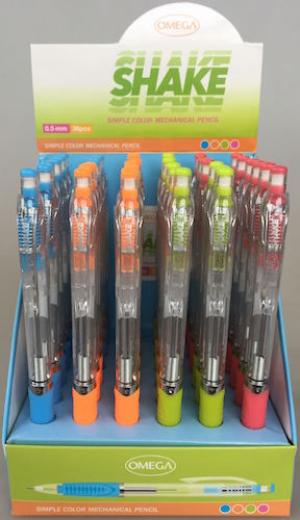 PORTAMINAS OMEGA SHAKE 0.5 mm EXHIBIDOR x 36 UN