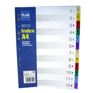 SEPARADOR PLUS OFFICE A4 12 COLORES